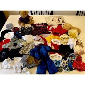 Tender Heart Treasures Stuffed Bear & Huge Lot Of Clothes Outfits & Accessories